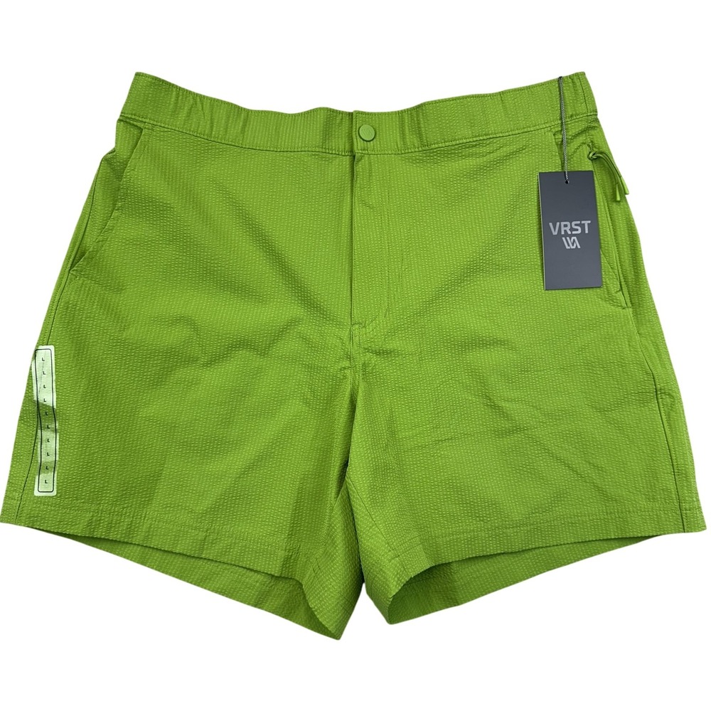 VRST Resort Shorts Mens‎ Large Green Pulse Seersucker 6" Relaxed Fit Swim Trunks